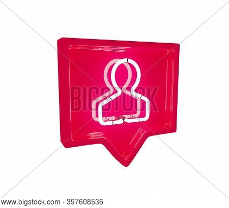 Internet, Business, Technology And Network Concept. White Line The Add Friend Icon Has A Long Shadow
