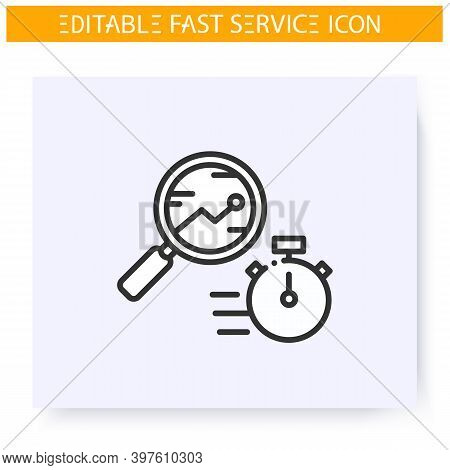 Express Audit Line Icon. Rapid Business Processes Analysis. Quick Research. Quick Services, Short Te
