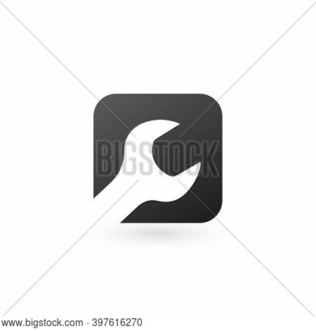 Wrench Web Button Or Logo. Repair Workshop, Customize Button. Technical Tool Icon. Equipment Label. 