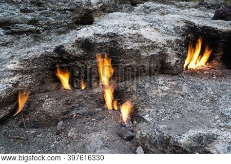 Flames Of Mount Chimaera From The Underground, Cirali, Turkey