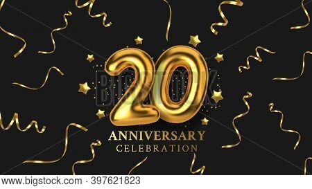 204th Anniversary Celebration. Number In The Form Of Golden Balloons.