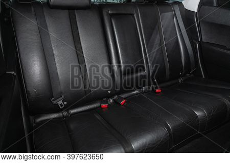 Novosibirsk, Russia - November 26, 2020: Mazda Cx7, New Car Inside. Clean Car Interior. Black Back S