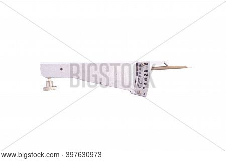 Technical Instrument Old Dynamometer, Isolate On White Background