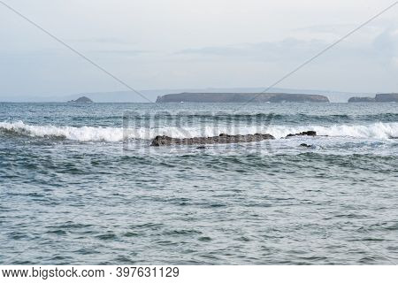 Baleal Island With Waves Of Atlantic Ocean In Peniche, Portugal
