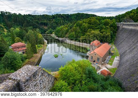 Dam On Bobr River And Hydroelectric Water Power Station In Pilchowice Near Jelenia Gora In Poland