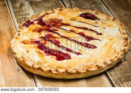 Homemade Organic Berry Pie With Blueberries And Blackberries