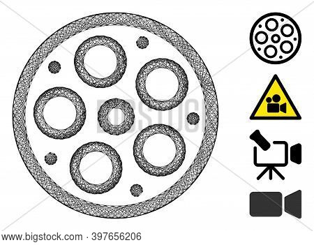 Vector Network Bobbin. Geometric Wire Frame Flat Network Generated With Bobbin Icon, Designed With C