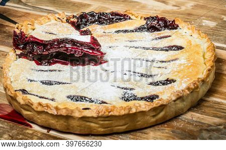 Homemade Organic Berry Pie With Blueberries And Blackberries