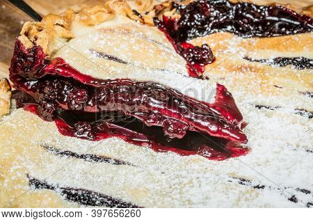 Homemade Organic Berry Pie With Blueberries And Blackberries