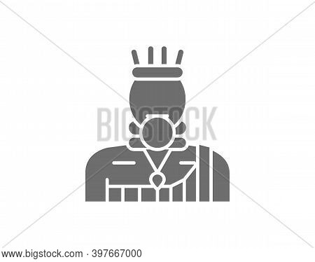 Vector African Man, Bushman, Mursi Grey Icon.