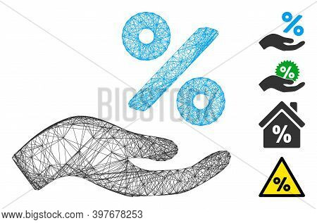 Vector Network Percent Offer Hand. Geometric Linear Frame Flat Network Generated With Percent Offer 