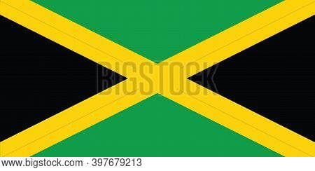 National Jamaica Flag, Official Colors And Proportion Correctly. National Njamaica Flag.