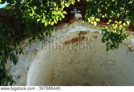 Old And Ancient Architecture Of Abkhazia. Beautiful And Ancient Architecture Against The Background 