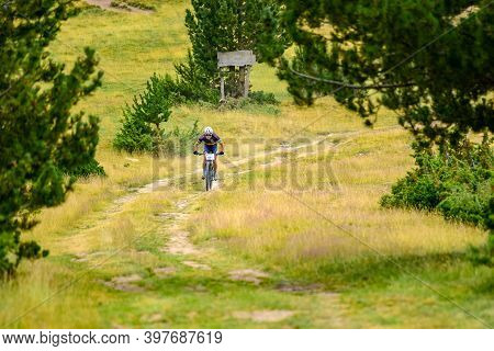 Parc Natural Del Alt Urgell, Lleida, Spain : 2019 July 26 : Cyclists In Andorra Bike Race 2019 In An