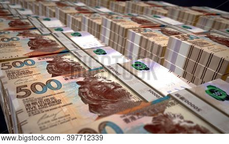 Hong Kong Dollar Money Banknotes Pack 3D Illustration