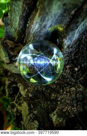 Magic Crystal Ball Atom In Nature For Summer Fantasy Imagery