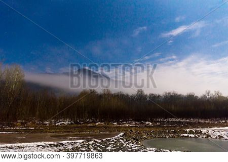 Beautiful Sunny Winter Landscape At Caucasus Mountains.
