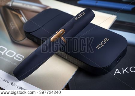 Katowice, Poland - February 26, 2020: Heating Tobacco System Iqos. Iqos Philip Morris Tobacco Produc