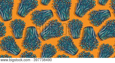 Pattern Wallpaper Enoki Mushroom For Vegan Food