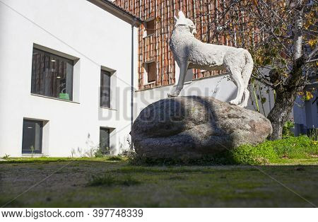 La Garganta, Spain - Nov 21th, 2020: Iberian Wolf Visitors Centre, La Garganta Village. Valle Del Am