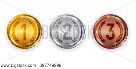 Abstract Gold, Silver, Bronse Label Template.  Illustration On White