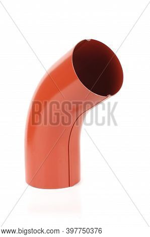 Bend Element For Rain Water Spout For Industrial Constructions Isolated On The White Background