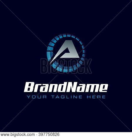 Letter A Spedometer Logo. Tachometer Speed Logo