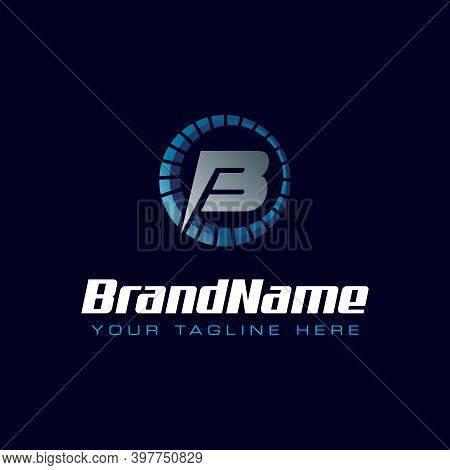 Letter B Spedometer Logo. Tachometer Speed Logo