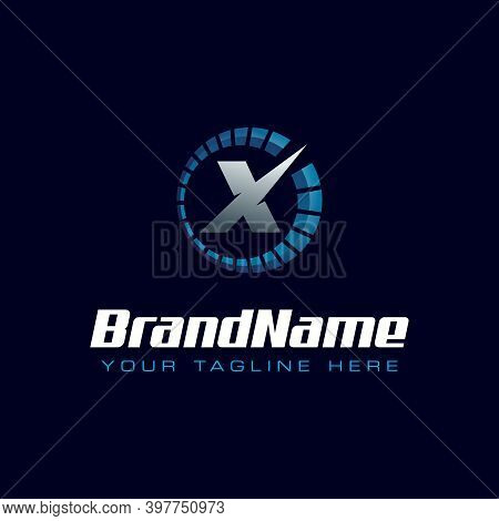 Letter X Spedometer Logo. Tachometer Speed Logo