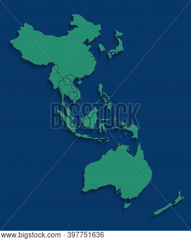 Modern Regional Comprehensive Economic Partnership Rcep Map Background. Illustration