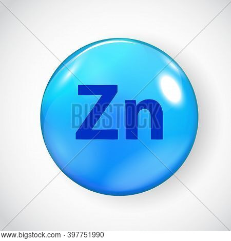 Mineral Zn Zink Blue Shiny Pill Capsule Icon.  Illustration