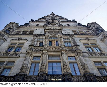 Dresden, Germany - June 05, 2013: Facade Of A Historic Building In The Innere Altstadt District Of D