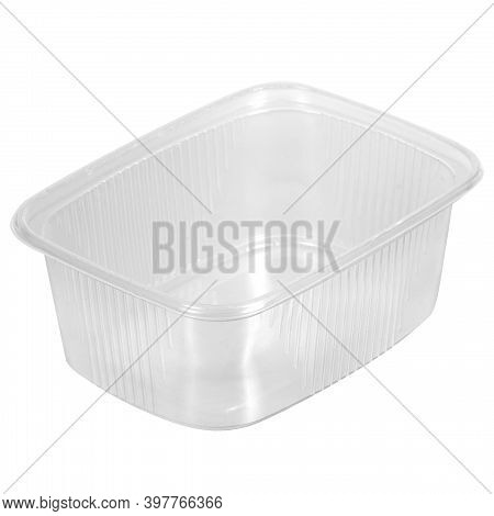 Reusable Plastic Transparent Box For Takeaway Food, Picnic, Salad For Shop Isolated On White