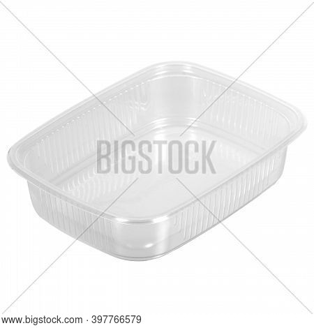 Reusable Plastic Transparent Box For Takeaway Food, Picnic, Salad For Shop Isolated On White