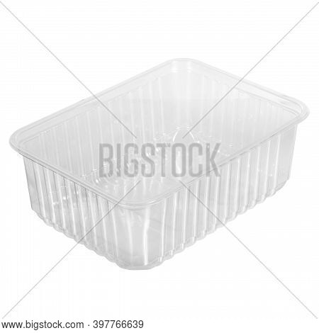 Reusable Plastic Transparent Box For Takeaway Food, Picnic, Salad For Shop Isolated On White