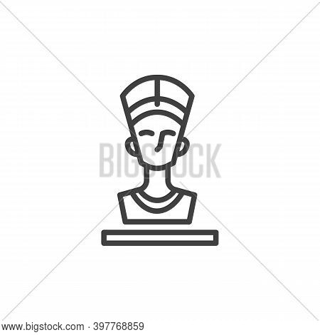 Nefertiti Queen Line Icon. Linear Style Sign For Mobile Concept And Web Design. Ancient Egyptian Que