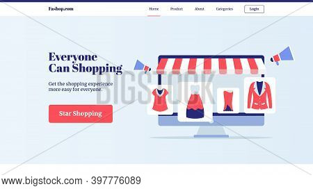 Everyone Can Shopping Clothing Set Collection In Display Computer Screen E Commerce Store For Web We