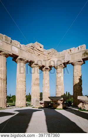 Greek Temples At Selinunte, View On Sea And Ruins Of Greek Columns In Selinunte Archaeological Park 