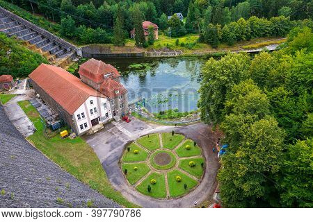Dam On Bobr River And Hydroelectric Water Power Station In Pilchowice Near Jelenia Gora In Poland