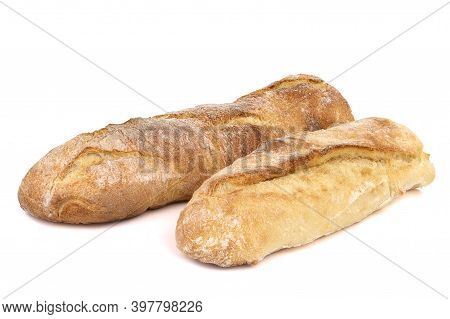 Baguette Cut In Half, Baguette Bread, French Bread, Organic Baguette Francese On White Background
