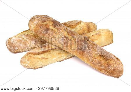 Baguette Bread, French Bread, Organic Baguette Francese On White Background