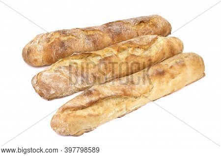 Baguette Bread, French Bread, Organic Baguette Francese On White Background