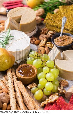 Plate Of Organic Raw Vegan Cheese, Snacks, Nuts, Fruits