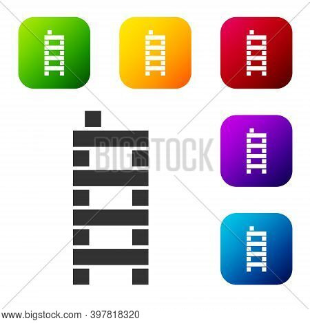 Black Mahjong Pieces Icon Isolated On White Background. Chinese Mahjong Red Dragon Game Emoji. Set I