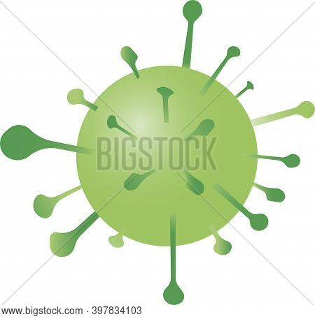 Coronavirus Covid-19 Symbol In Green. Global Pandemic Alert.