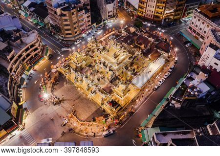 Yunlin, Taiwan - December 11th, 2019: aerial view of famous Beigang Chaotian Temple, Yunlin, Taiwan, Asia