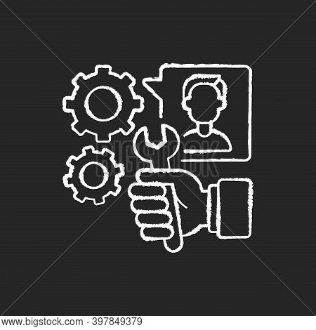 Providing Services Chalk White Icon On Black Background. Professional Maintenance And Customer Suppo