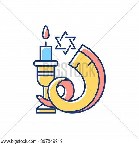 Shofar Rgb Color Icon. Ancient Musical Horn. Shophar. Ram Horn. Jewish Public And Religious Occasion