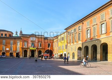Reggio Emilia, Italy - Circa September 2018. Beautiful Architecture Of Reggio Emilia City Center.