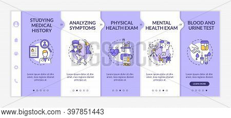 Myalgic Encephalomyelitis Diagnostics Onboarding Vector Template. Medical History. Mental Health Exa